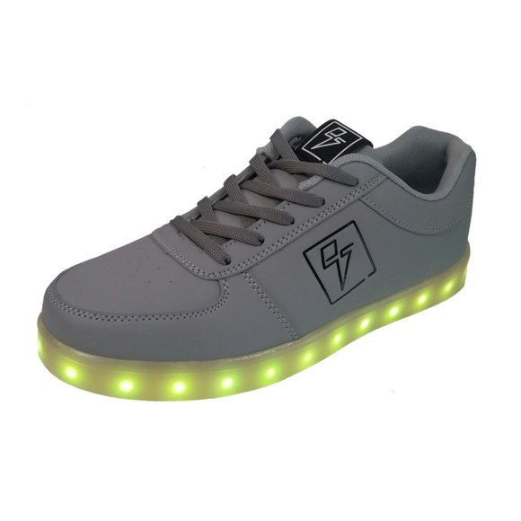 Electric Styles LED Shoes Women's Light Up Glow Sneakers gray Lo Top Bolt EDM - Picture 11 of 14